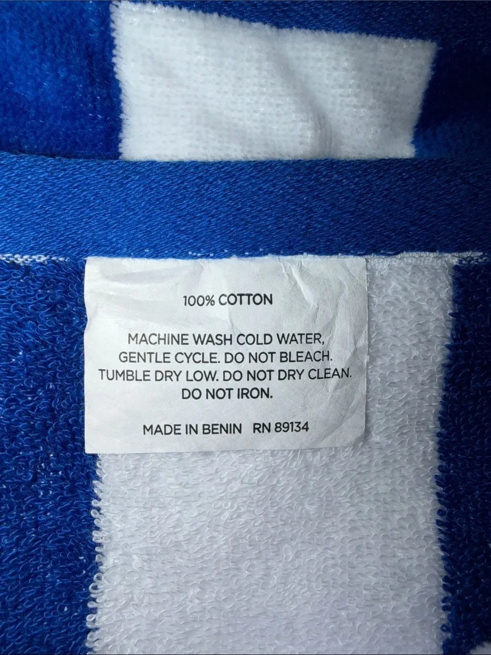 Royal Blue White Cabana Stripe Large Cotton Beach Towel